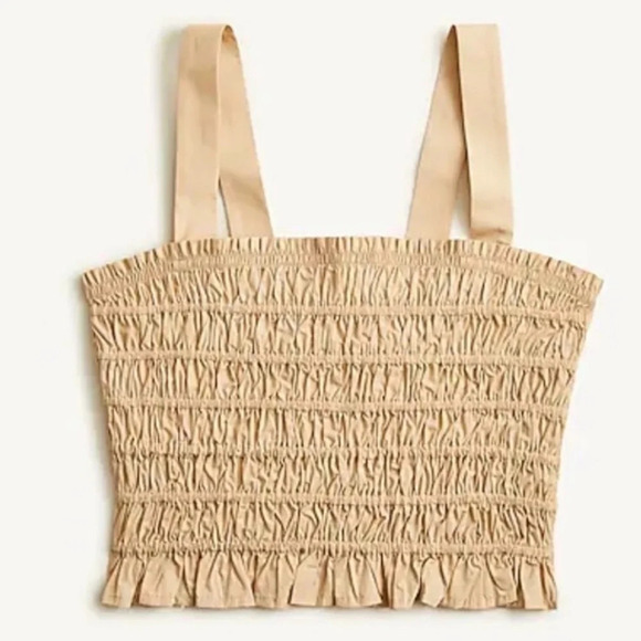 J. Crew Smocked Crop Tank Top Women’s Size Small NWT Tan Nude - Picture 2 of 13